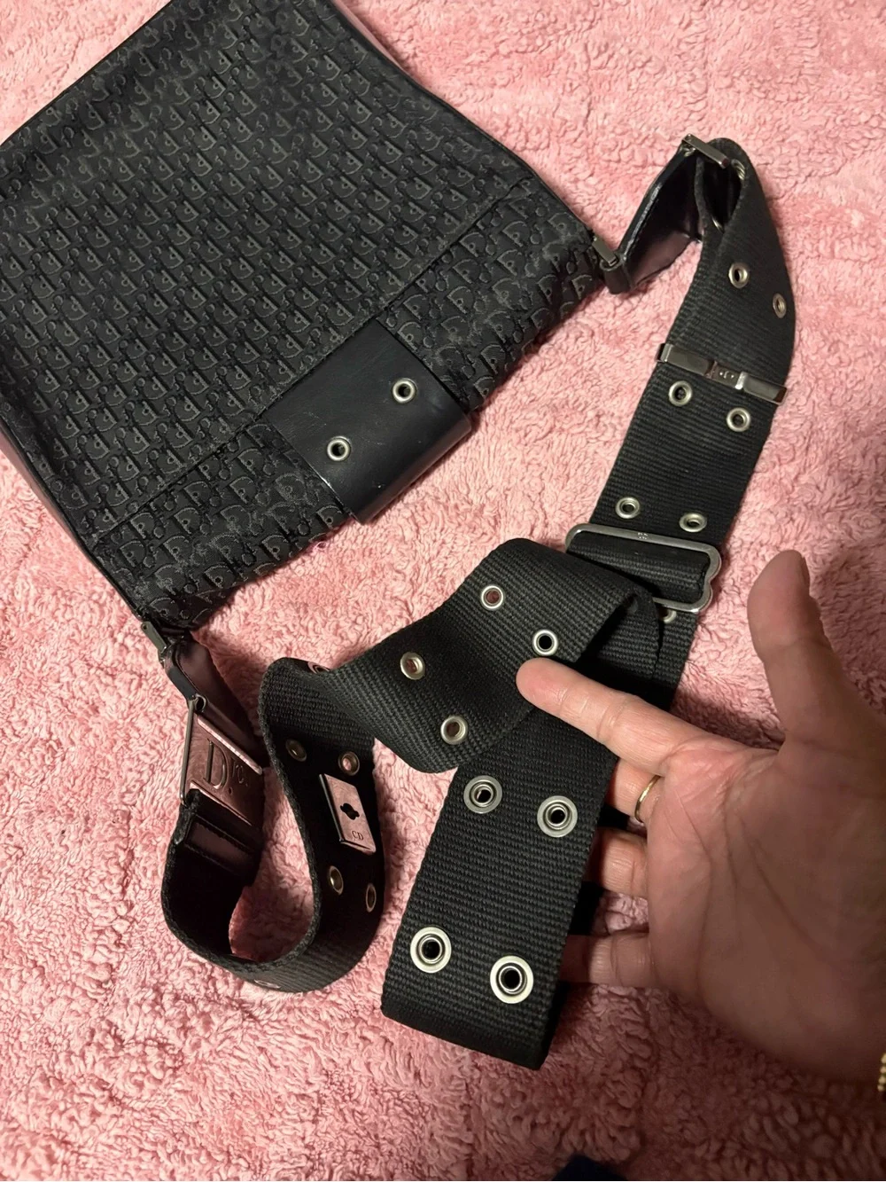 Christian Dior Black Trotter Canvas Messenger Bag